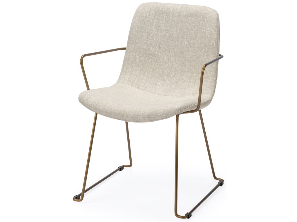 II Beige Fabric Wrap Gold Metal Frame Dining Chair - main image
