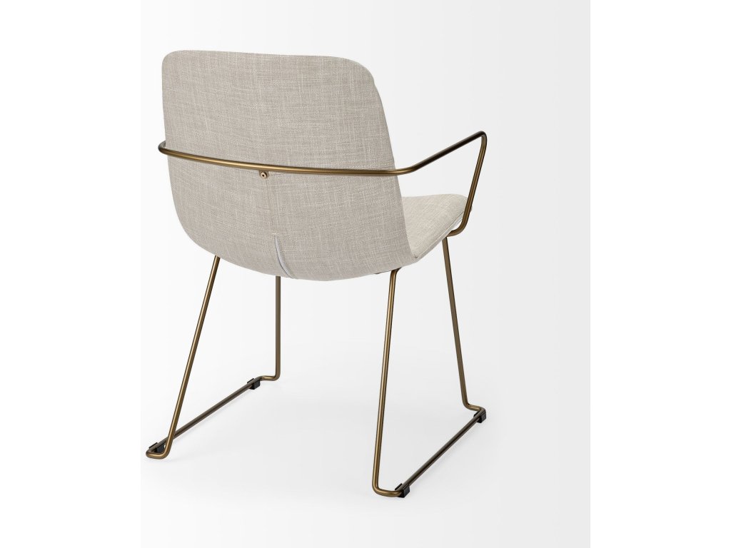 II Beige Fabric Wrap Gold Metal Frame Dining Chair - image 7