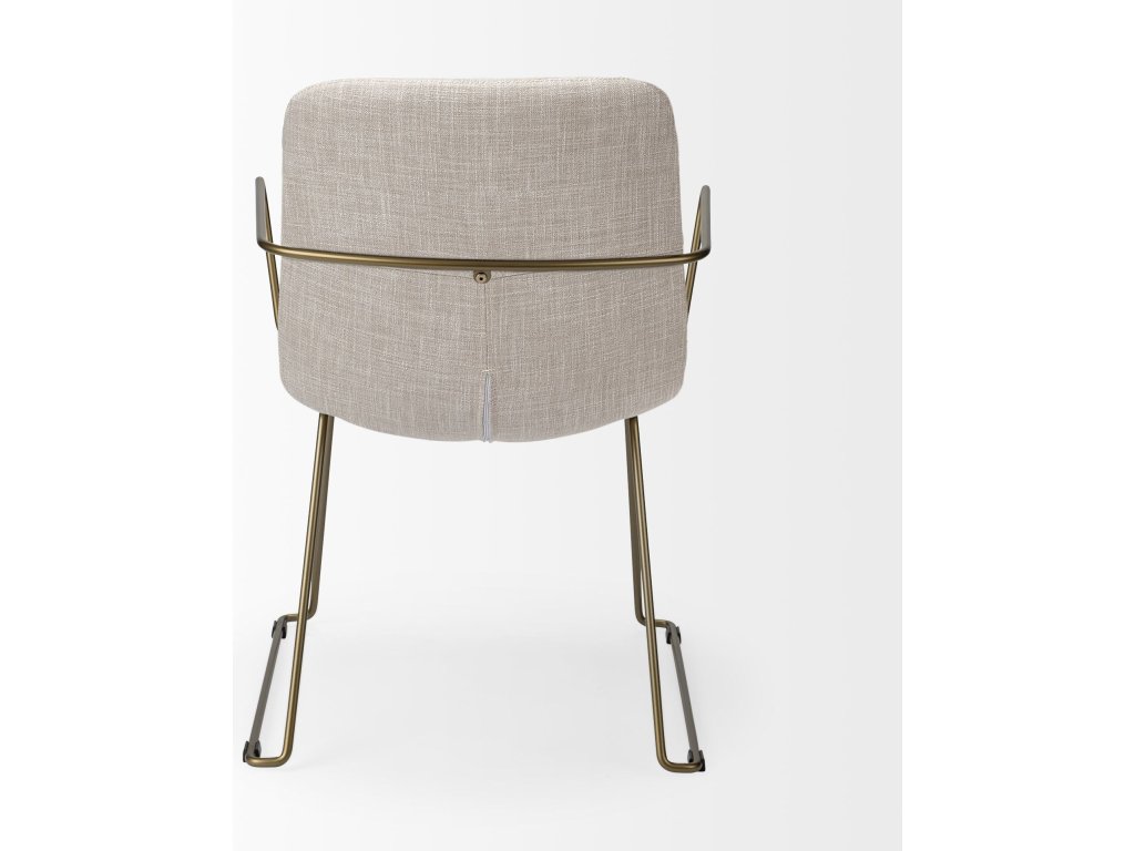 II Beige Fabric Wrap Gold Metal Frame Dining Chair - image 6