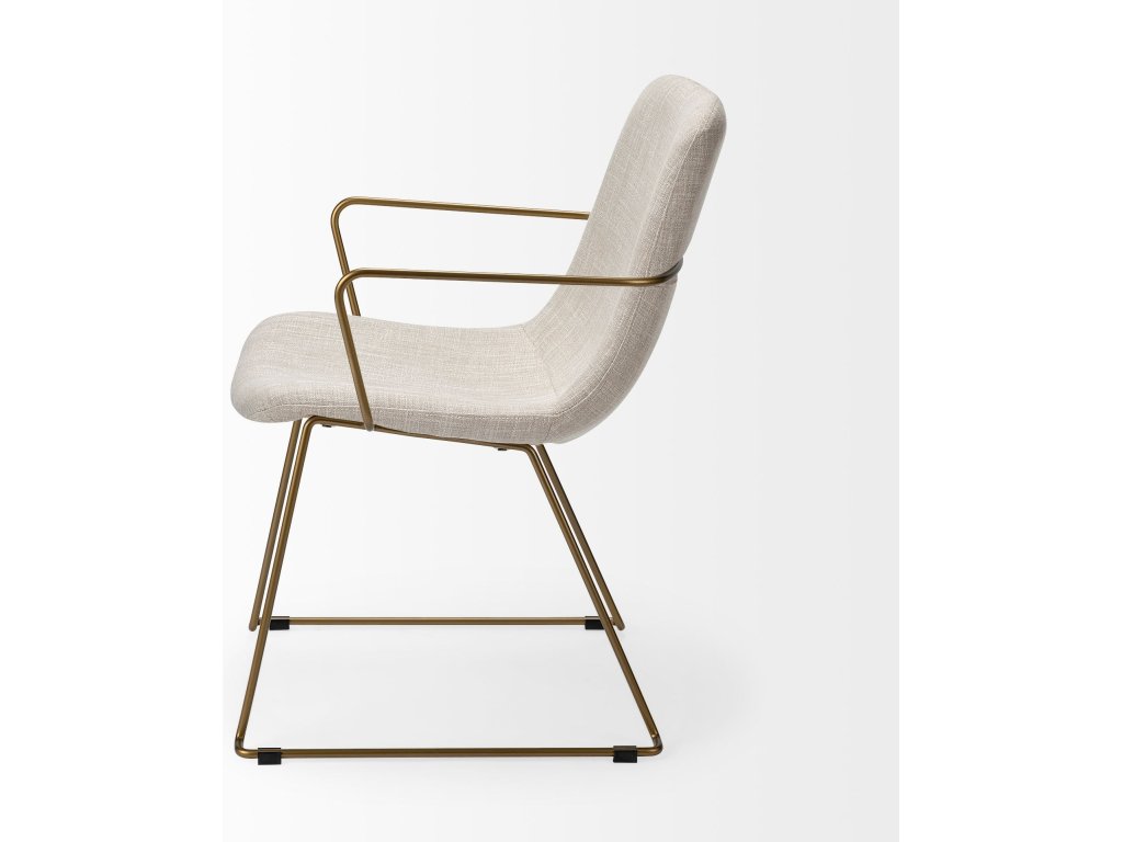II Beige Fabric Wrap Gold Metal Frame Dining Chair - image 5