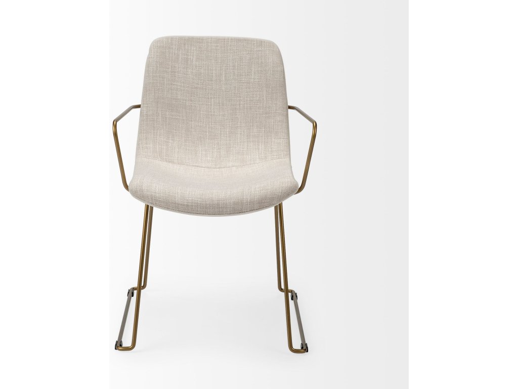 II Beige Fabric Wrap Gold Metal Frame Dining Chair - image 4