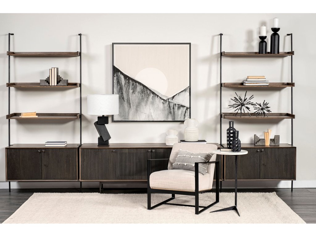 I Two-Toned Brown Solid Wood Tv Stand Media Console With Slated Doors, Tv Up To 82" - image 1
