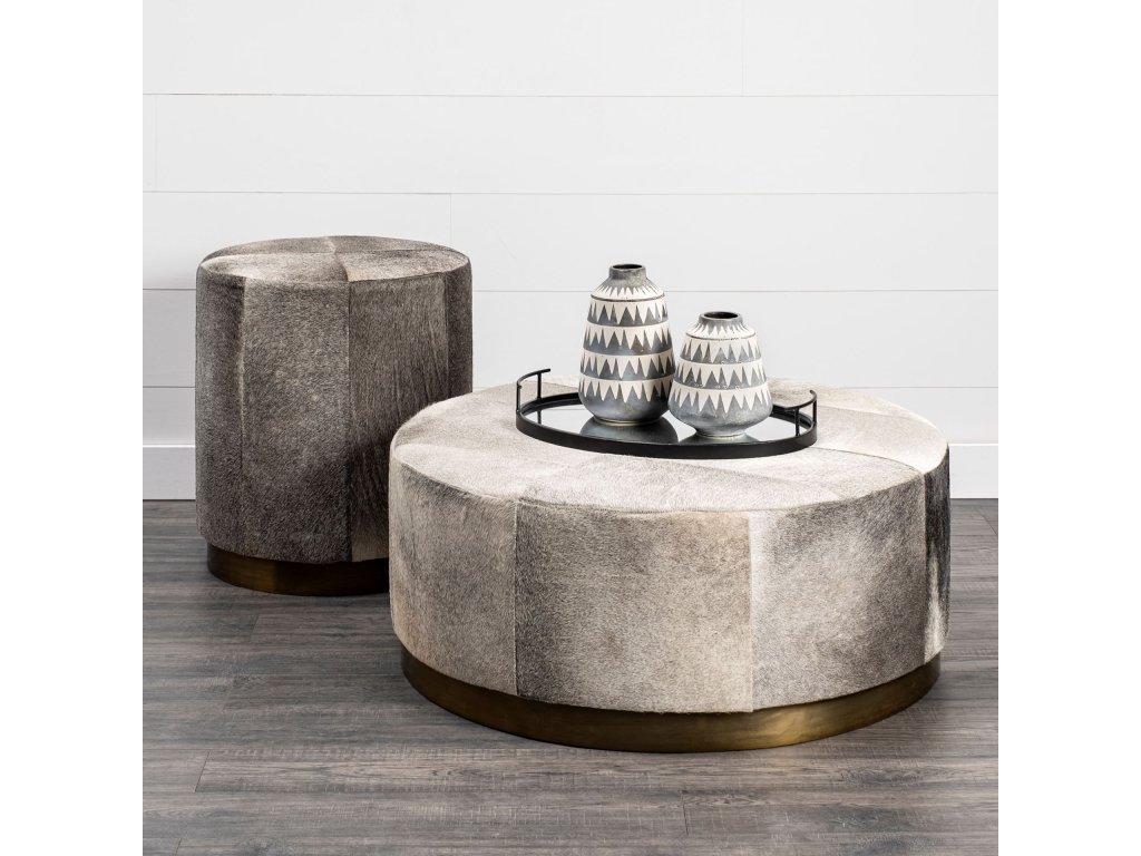 I 23"H Grey-Toned Hair-On-Hide Ottoman - image 2