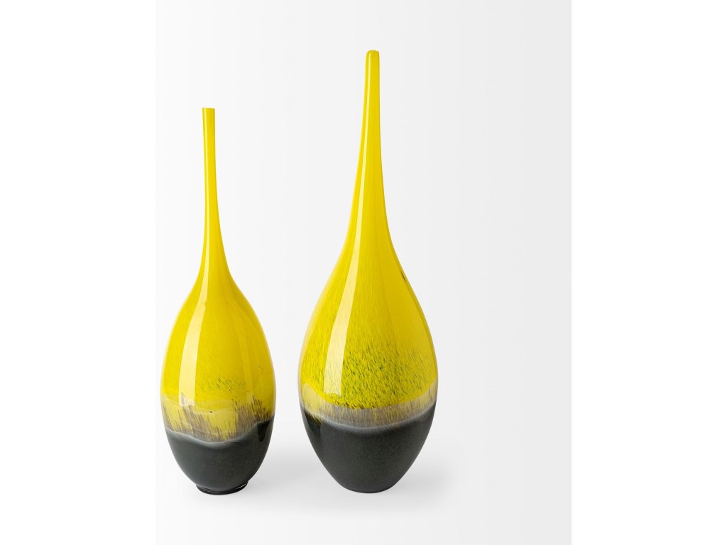 Large Yellow/Gray Ombre Glass Vase - image 4