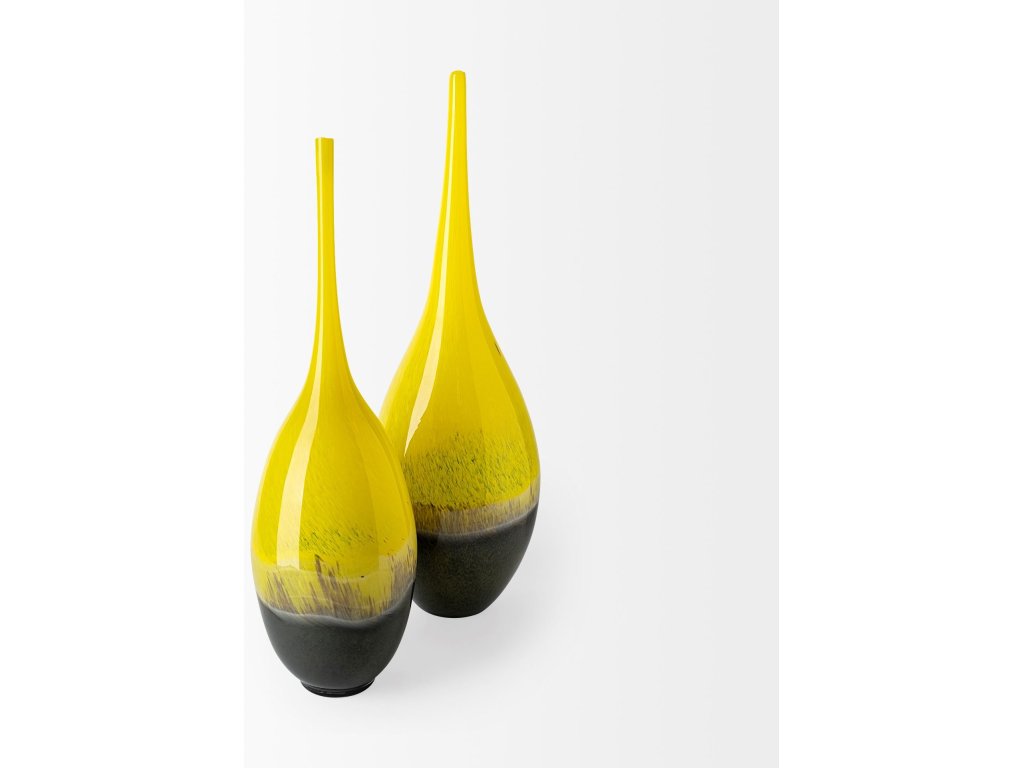 Large Yellow/Gray Ombre Glass Vase - image 5