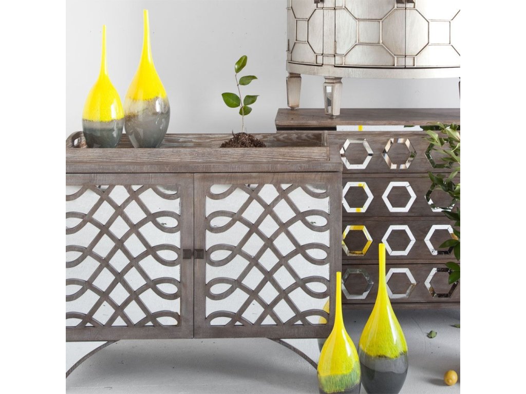 Large Yellow/Gray Ombre Glass Vase - image 1