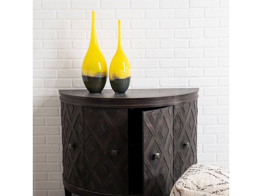 Large Yellow/Gray Ombre Glass Vase - image 2