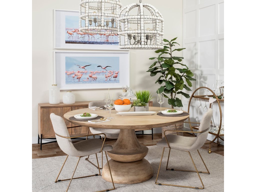 60" Round Blonde Solid Wood & Base Dining Table - image 1