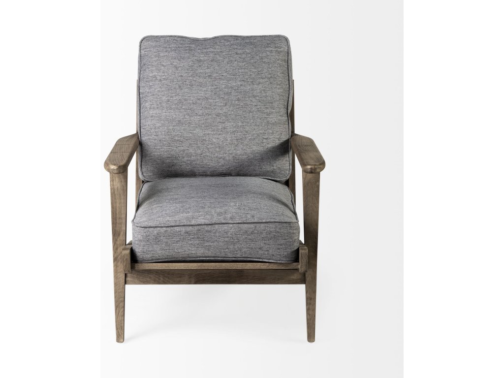 V Castlerock Grey Fabric Wrapped Brown Wooden Frame Accent Chair - image 4
