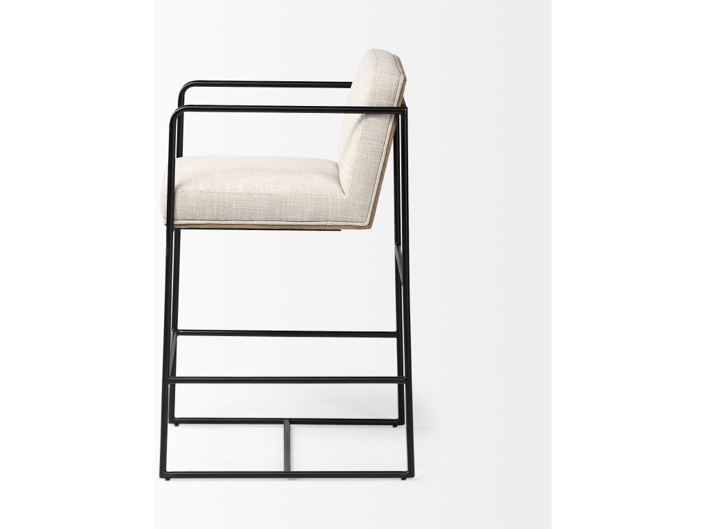 36" Total Height Light Beige Upholstered Seat w/ Wood Back, Metal Frame Counter Stool - image 5