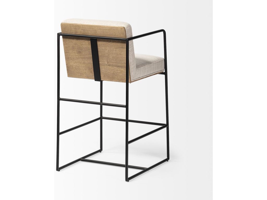 36" Total Height Light Beige Upholstered Seat w/ Wood Back, Metal Frame Counter Stool - image 7