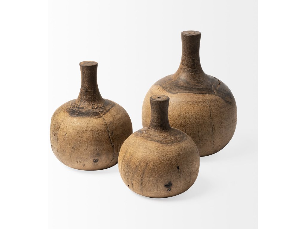 Small Solid Wood Vase Shaped Decorative Object - image 3