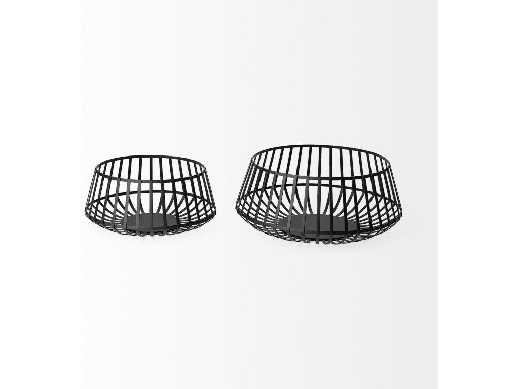 Set of 2 Black Metal Slated Bowls - image 3