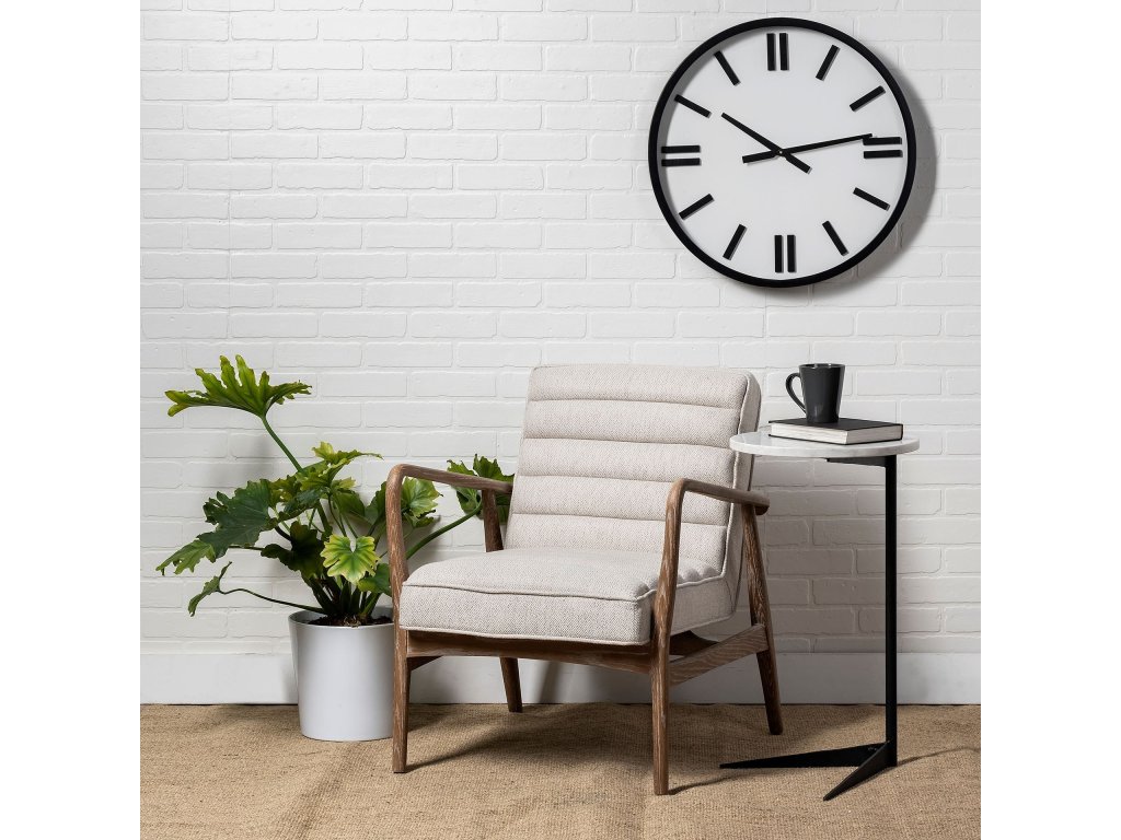 II Cream Fabric w/ Brown Wooden Frame Accent Chair - image 1
