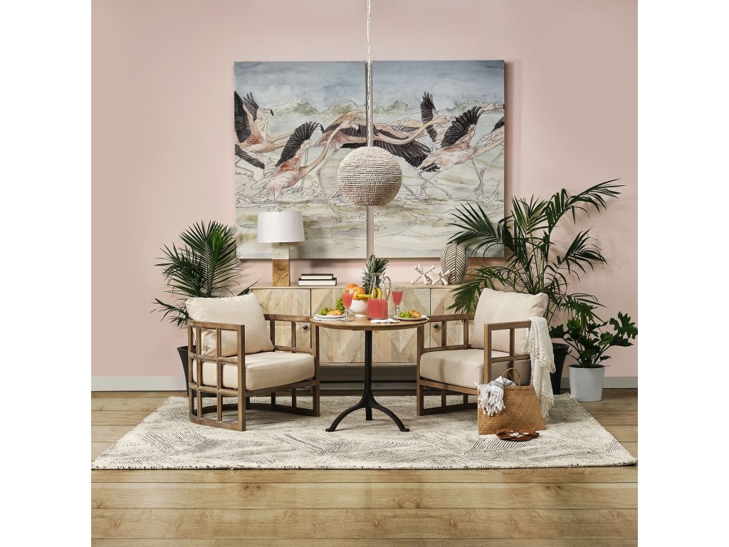 II Tan Fabric Covered Cushioned Demi-Lune Wooden Frame Accent Chair - image 2