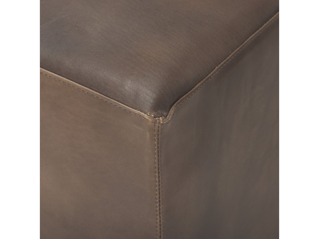 36" Square Brown Leather Wrapped w/Wood Base Ottoman - image 5
