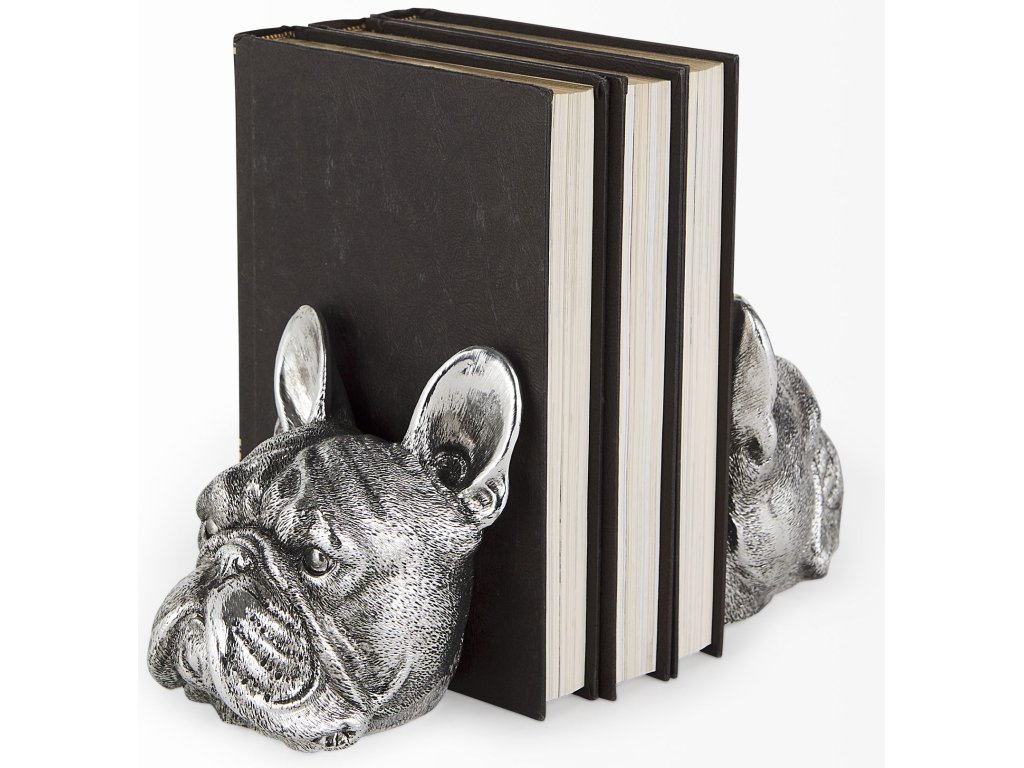 (Set of 2) 5L x 5W Silver American Bulldog Bookends - image 3