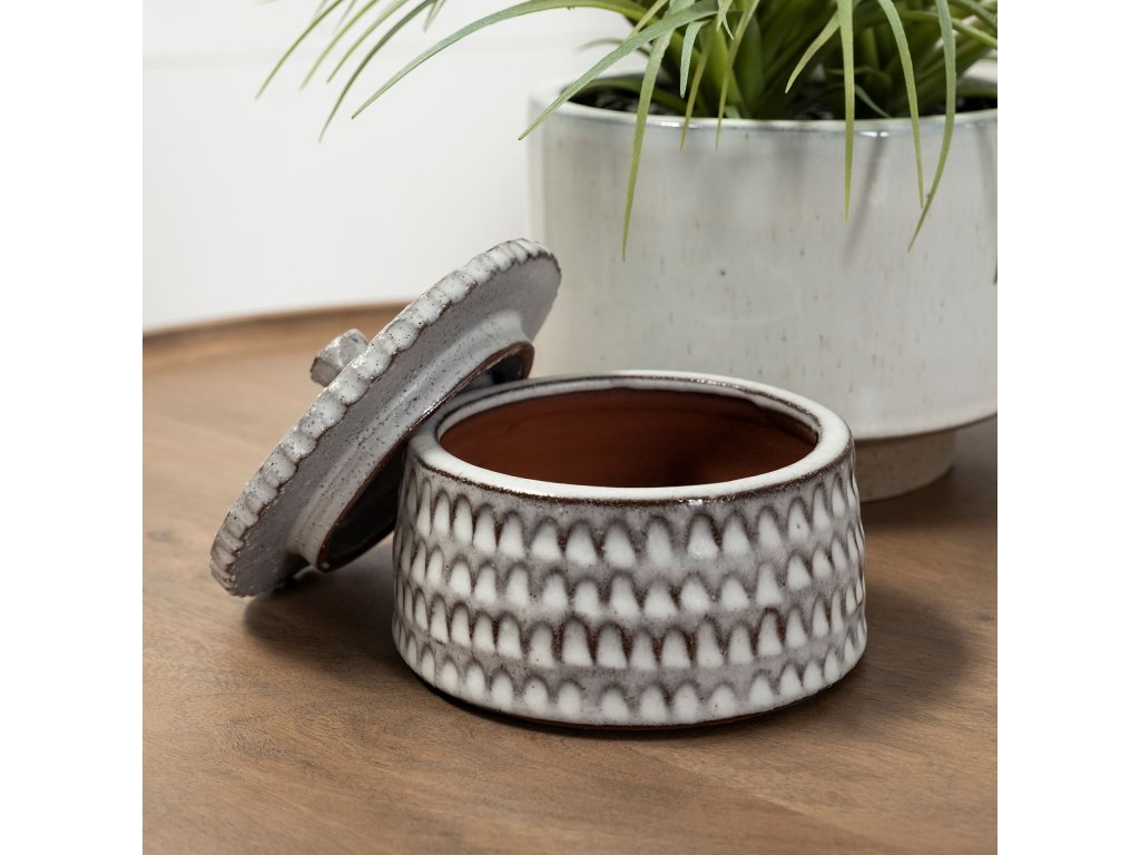 (Small) 5L x 5W Gray Ceramic Detailed Decorative Box - image 3