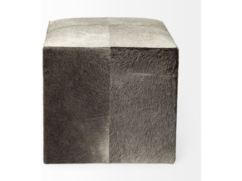 I 20" Grey-Toned Hair-On-Hide Ottoman - image 7