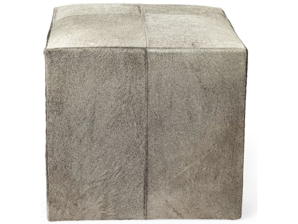 I 20" Grey-Toned Hair-On-Hide Ottoman - image 6