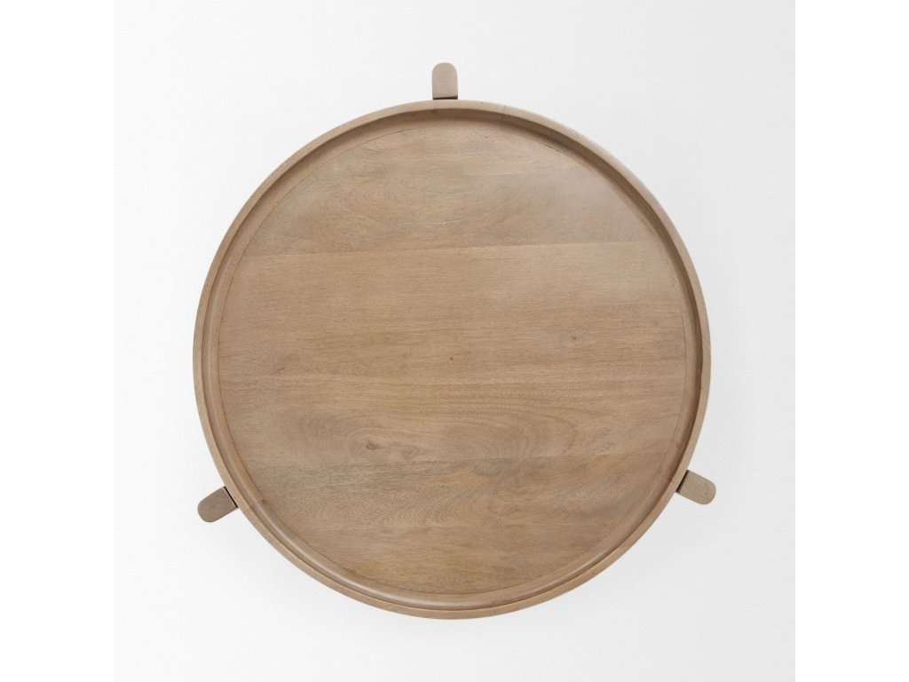 I 22 x 24 Round Top Brown Solid Wood Accent Table - image 6