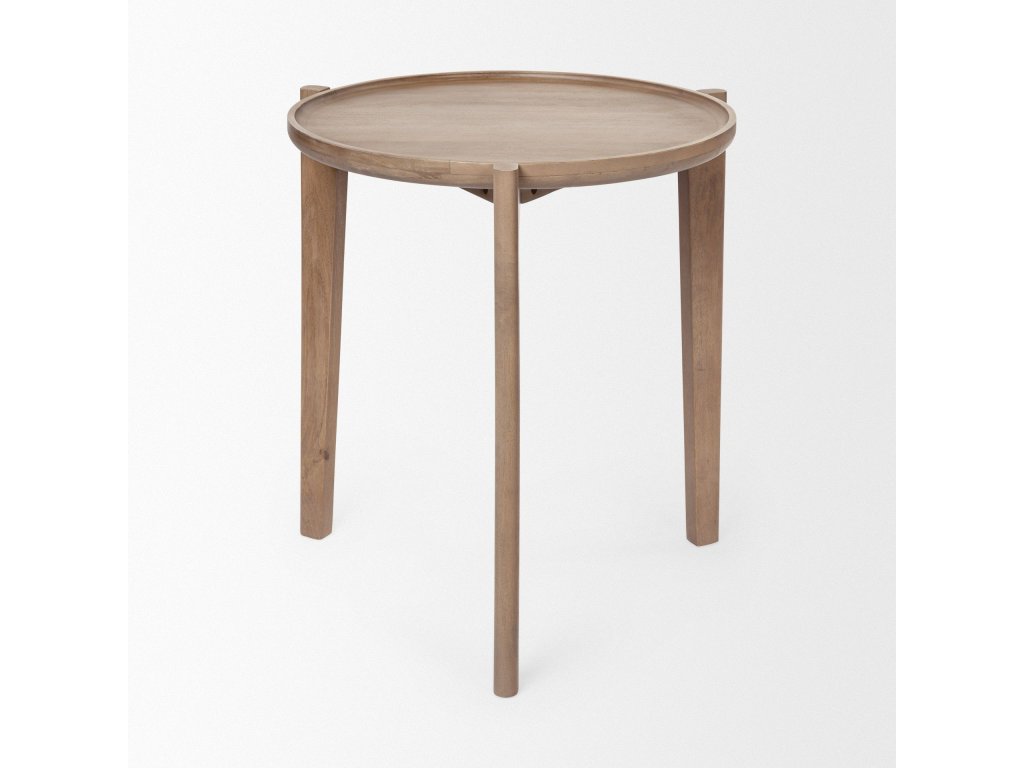 I 22 x 24 Round Top Brown Solid Wood Accent Table - image 5
