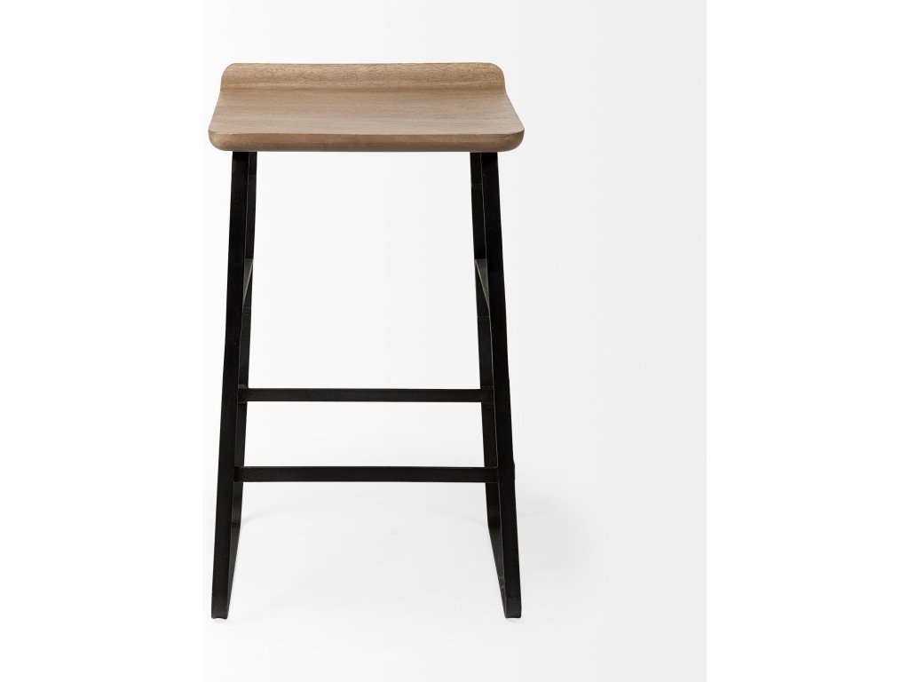 25" Seat Height Brown Wood Seat Black Metal Frame Counter Stool - image 5
