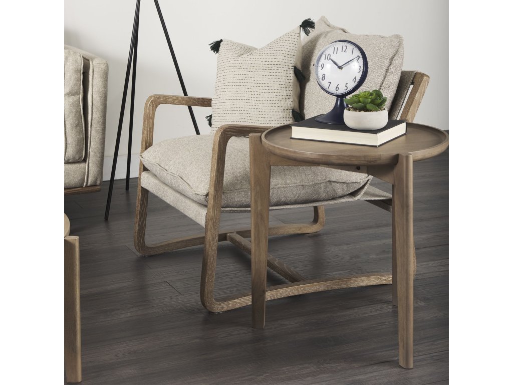 I 22 x 24 Round Top Brown Solid Wood Accent Table - image 1