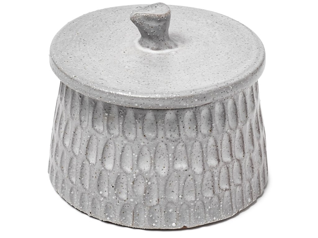 (Large) 5L x 5W Gray Ceramic Detailed Decorative Box - main image