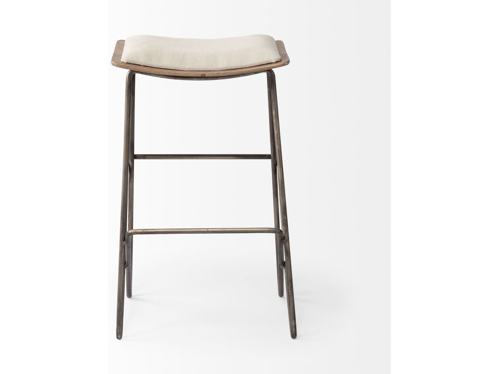 26" Total Height Cream Fabric Seat Gold Metal Frame Counter Stool - image 3