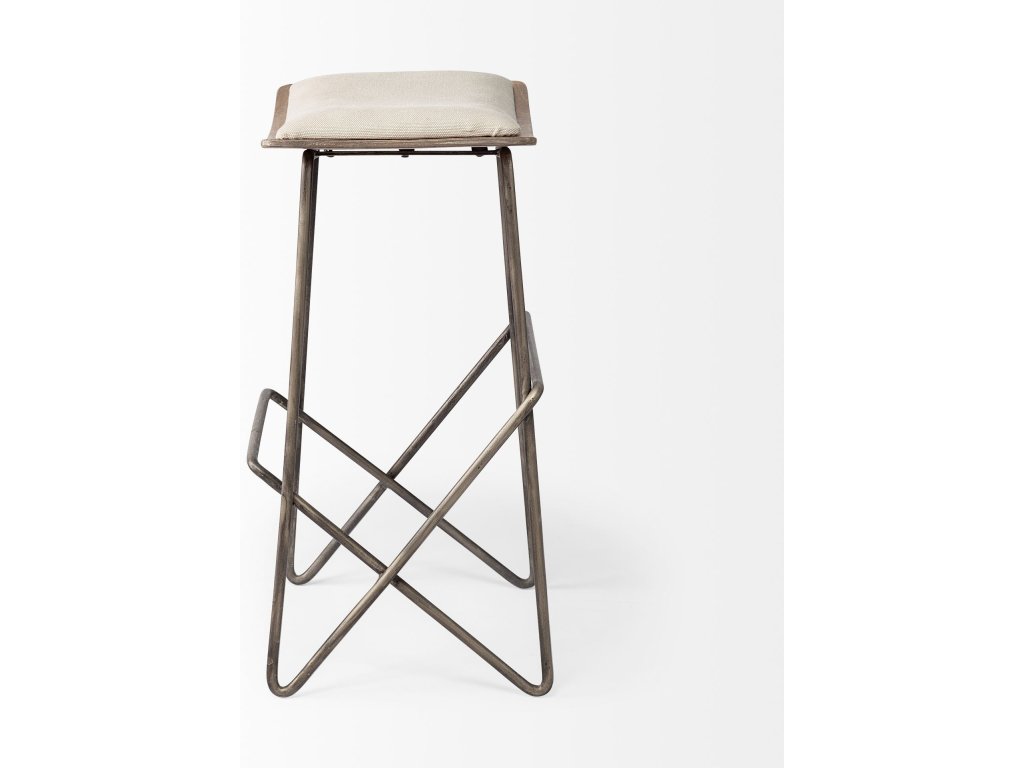 26" Total Height Cream Fabric Seat Gold Metal Frame Counter Stool - image 4