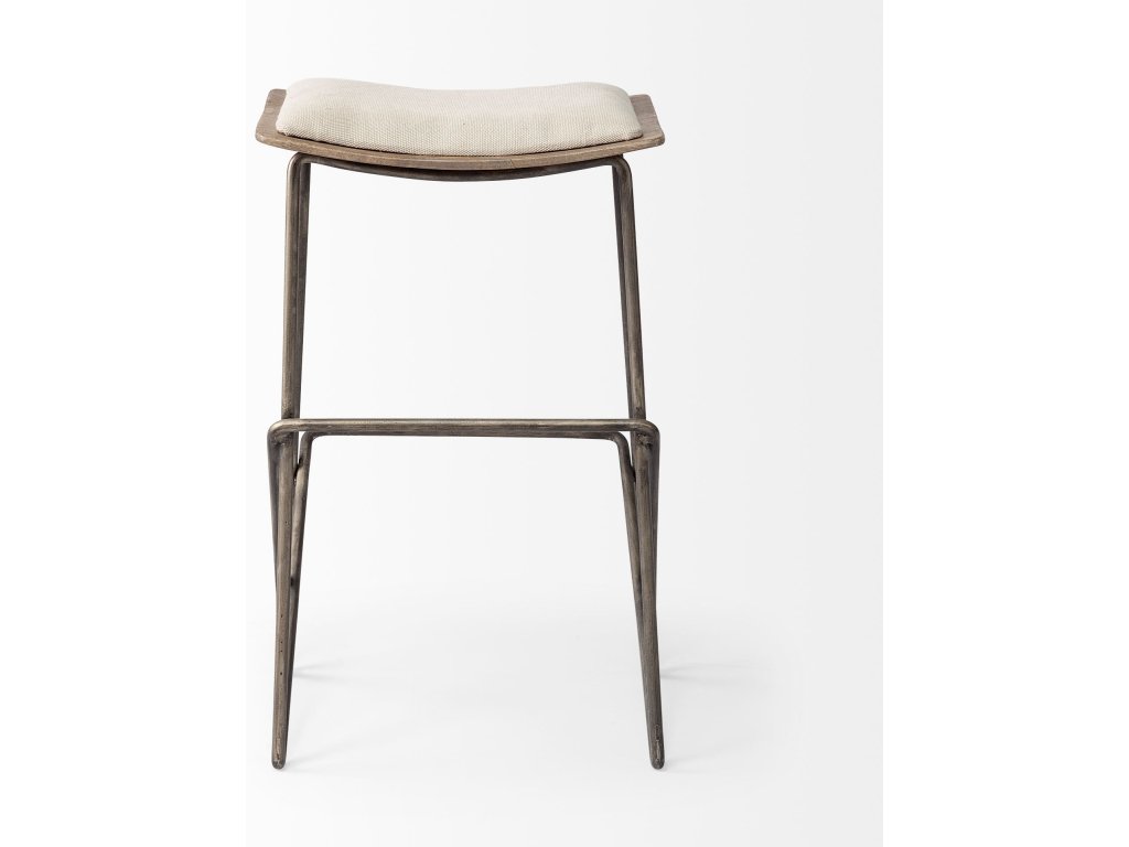 26" Total Height Cream Fabric Seat Gold Metal Frame Counter Stool - image 5
