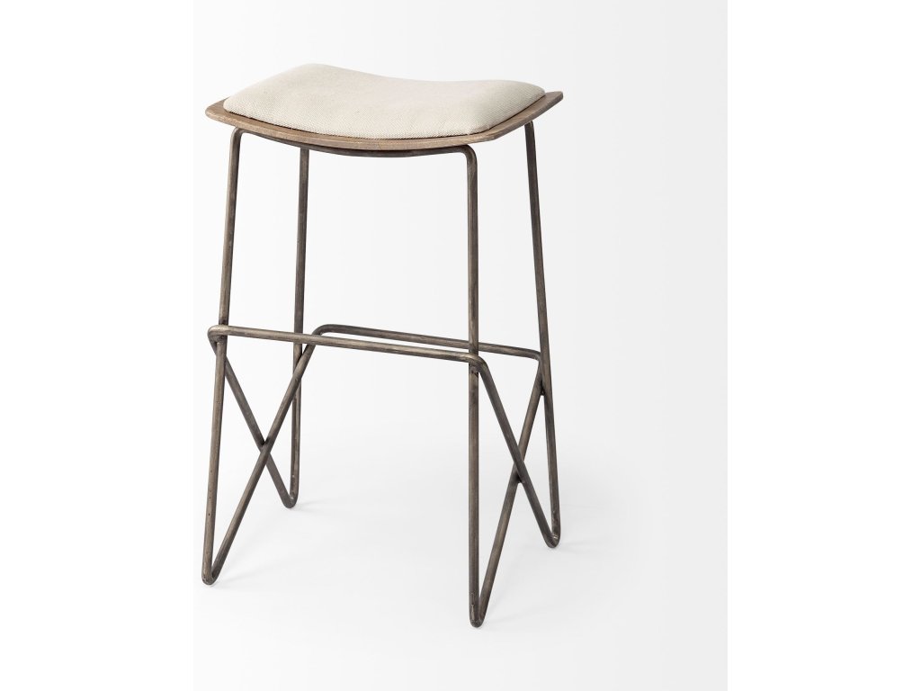 26" Total Height Cream Fabric Seat Gold Metal Frame Counter Stool - image 6
