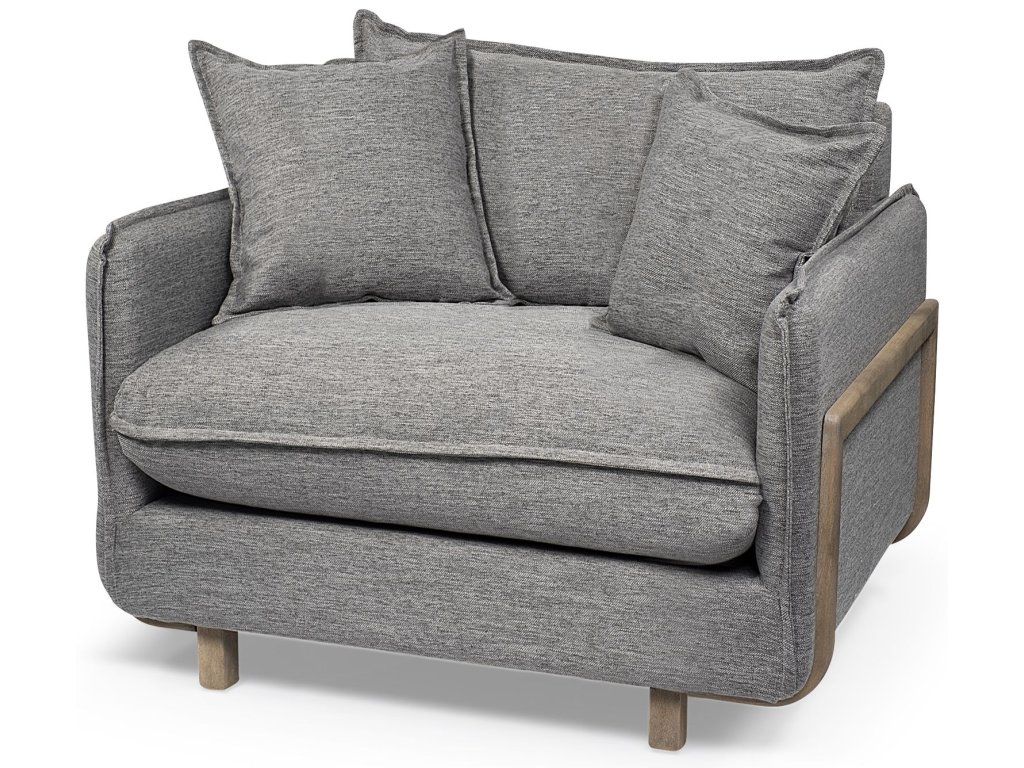 II Castlerock Gray Upholstered and Brown Wood Frame Arm Chair - main image