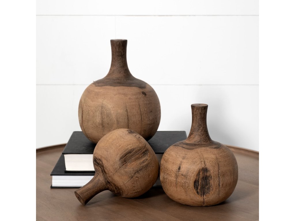 Small Solid Wood Vase Shaped Decorative Object - image 2