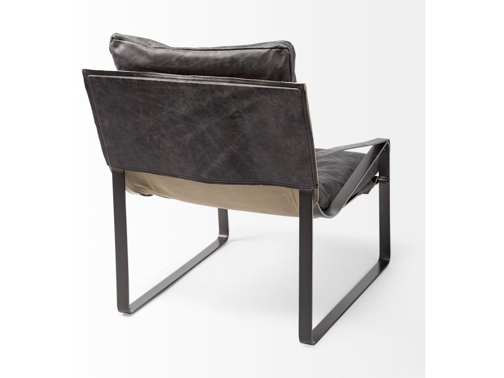 II Black Leather Body Metal Frame Accent Chair - image 9