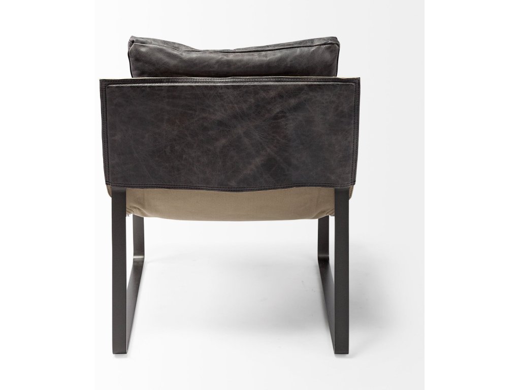 II Black Leather Body Metal Frame Accent Chair - image 8