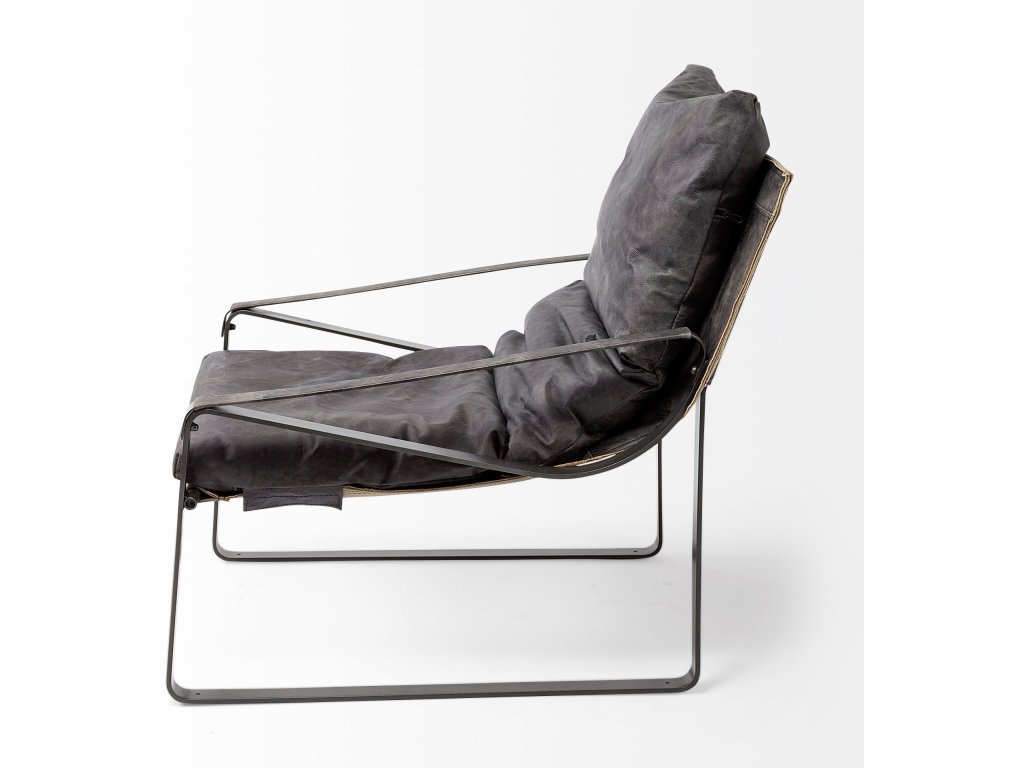 II Black Leather Body Metal Frame Accent Chair - image 7