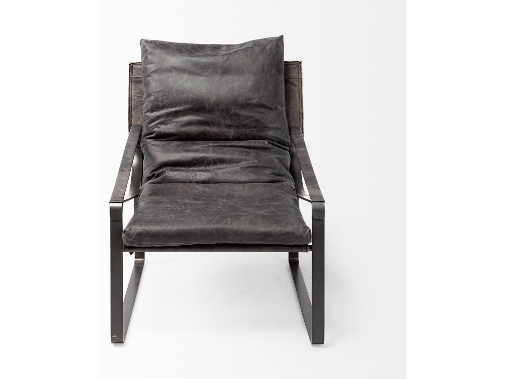 II Black Leather Body Metal Frame Accent Chair - image 6