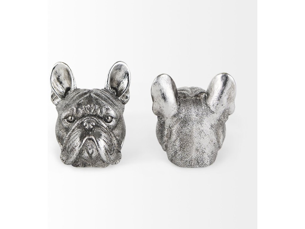 (Set of 2) 5L x 5W Silver American Bulldog Bookends - image 5