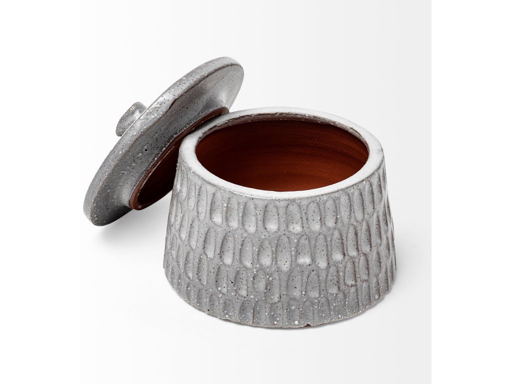 (Large) 5L x 5W Gray Ceramic Detailed Decorative Box - image 2