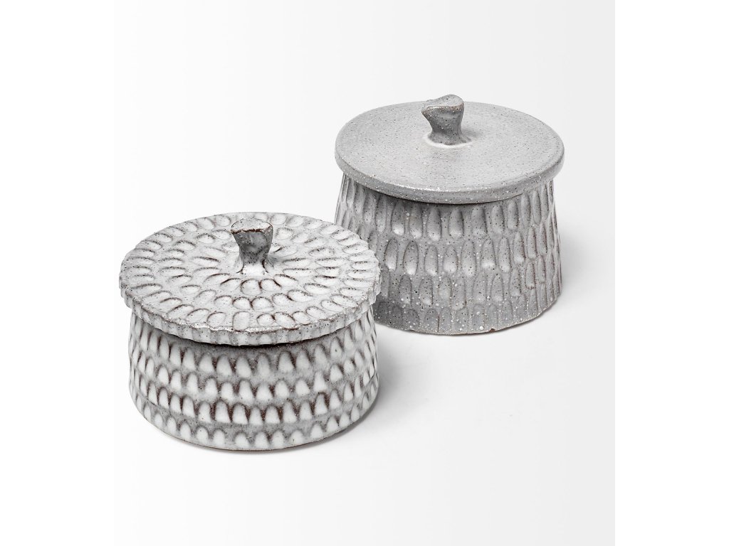 (Large) 5L x 5W Gray Ceramic Detailed Decorative Box - image 5