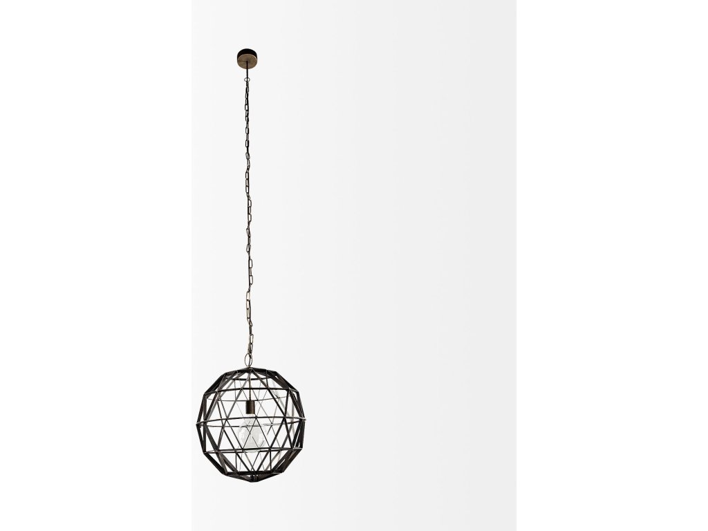 I 18X18 Black Metal Triangular Orb Pendant Light - image 2