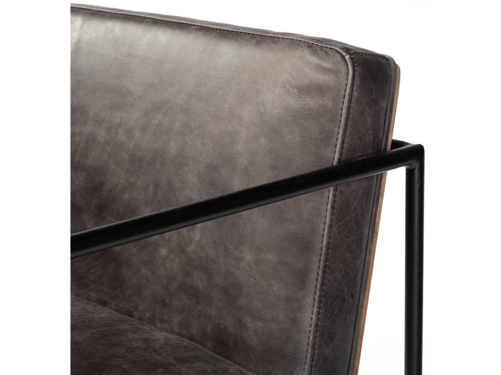 36" Total Height Black Leather Seat w/ Wood Back, Metal Frame Counter Stool - image 7