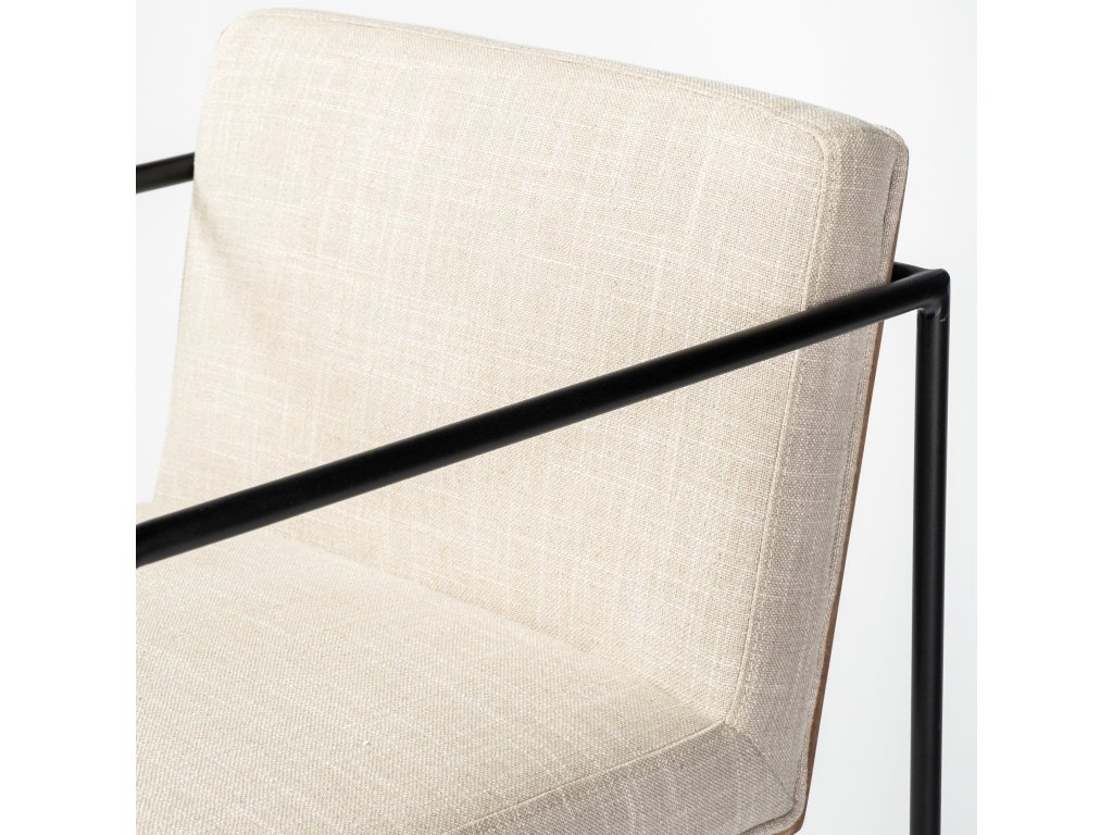 36" Total Height Light Beige Upholstered Seat w/ Wood Back, Metal Frame Counter Stool - image 8