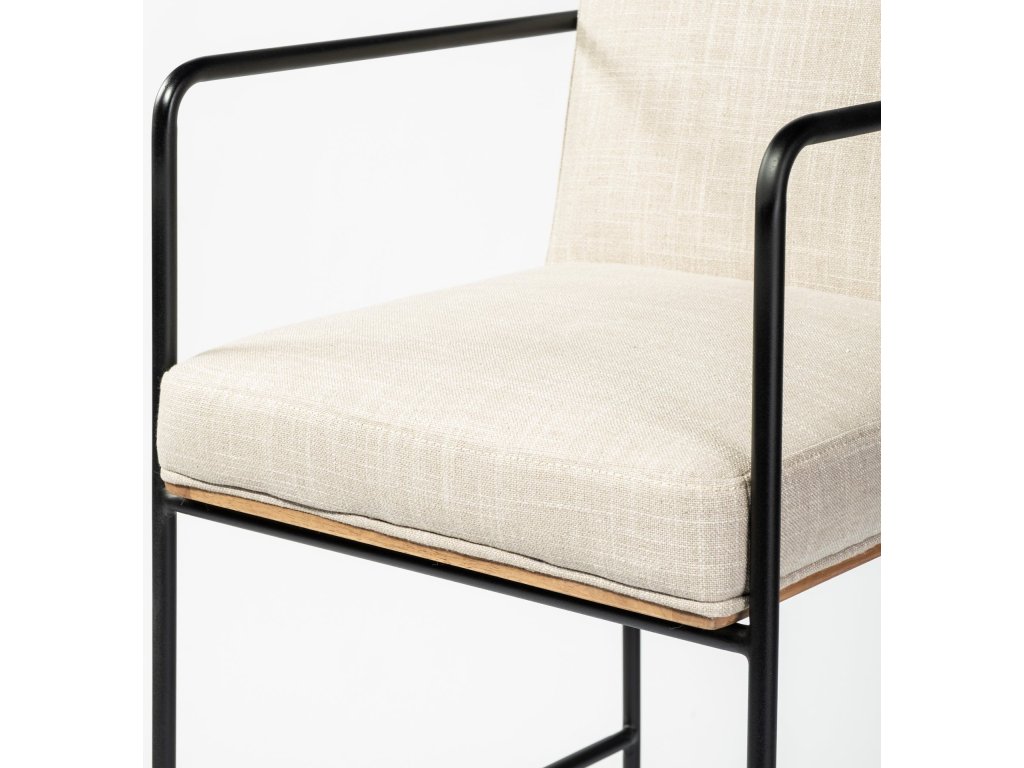 36" Total Height Light Beige Upholstered Seat w/ Wood Back, Metal Frame Counter Stool - image 9