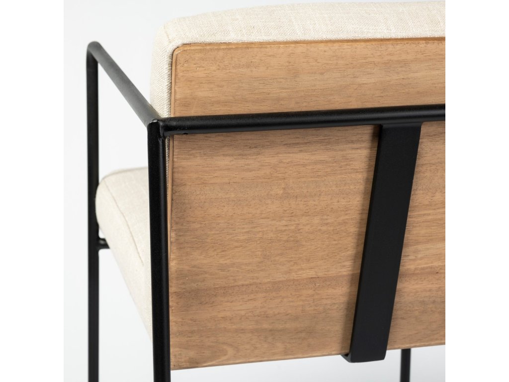 36" Total Height Light Beige Upholstered Seat w/ Wood Back, Metal Frame Counter Stool - image 10
