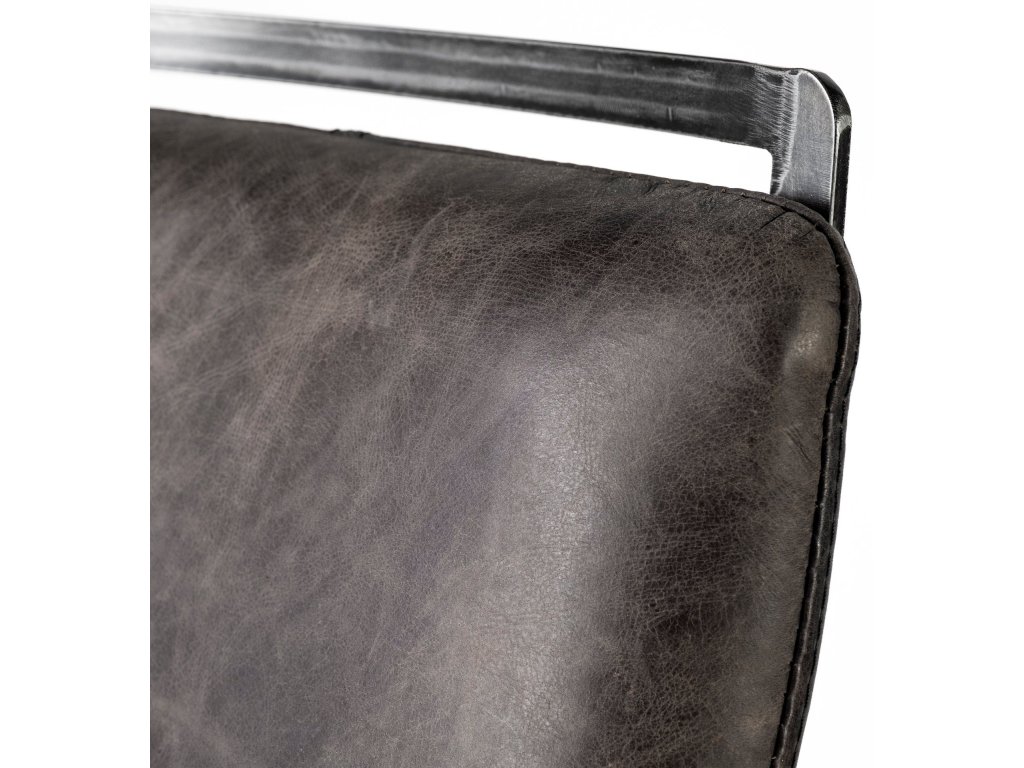 33.5" Total Height Ebony Leather Seat Black Metal Frame Counter Stool - image 7