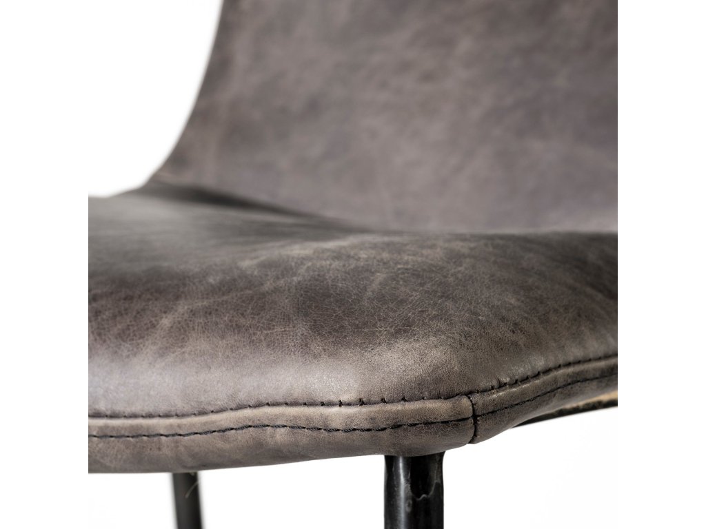 33.5" Total Height Ebony Leather Seat Black Metal Frame Counter Stool - image 8