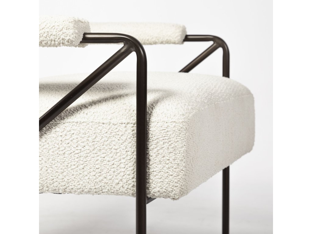 Cream Fabric w/Gun Metal Gray Metal Frame Accent Chair - image 11